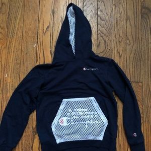 Baby Blue Champion Net Detailing Hoodie Youth Large